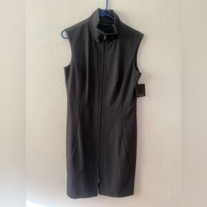 Marc New York Womens Front Zip Split Hem Sleeveless Shift Dress